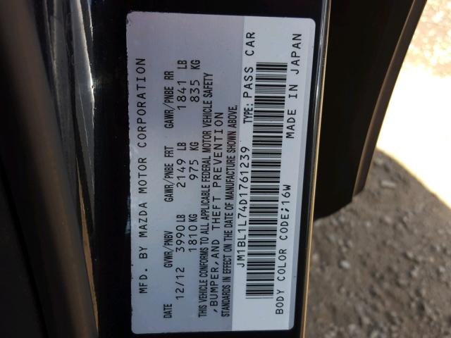 JM1BL1L74D1761239 - 2013 MAZDA 3 I BLACK photo 10