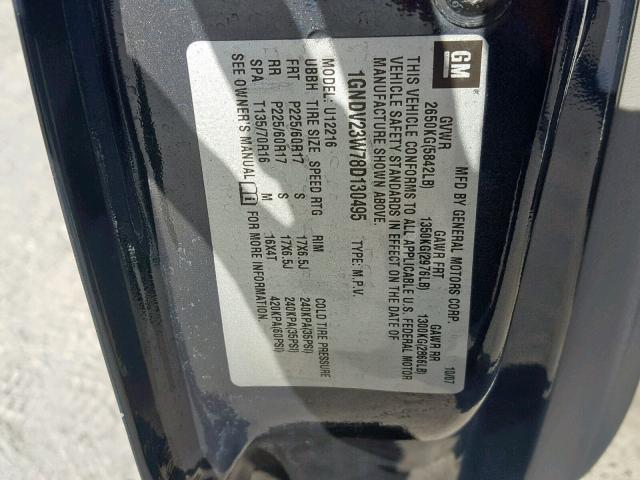 1GNDV23W78D130495 - 2008 CHEVROLET UPLANDER L GRAY photo 10