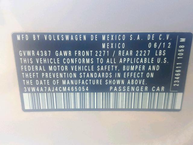 3VW4A7AJ4CM465054 - 2012 VOLKSWAGEN JETTA GLI SILVER photo 10