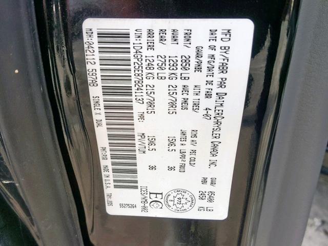 1D4GP25E87B241137 - 2007 DODGE CARAVAN SE BLACK photo 10