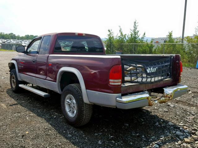 1B7GG22X7YS761270 - 2000 DODGE DAKOTA MAROON photo 3