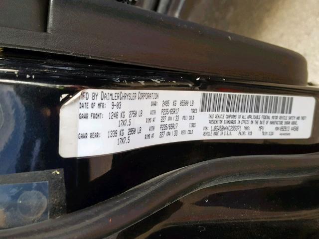 1J8GW58N44C255371 - 2004 JEEP GRAND CHER BLACK photo 10