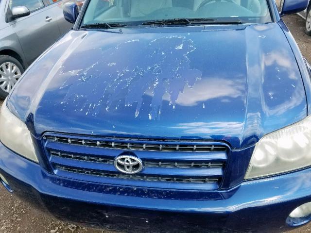 JTEGF21A410003366 - 2001 TOYOTA HIGHLANDER BLUE photo 9