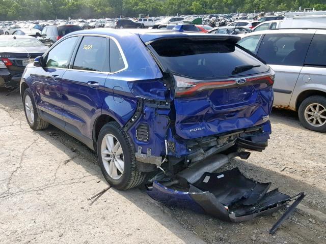 2FMTK4J94FBC25844 - 2015 FORD EDGE SEL BLUE photo 3