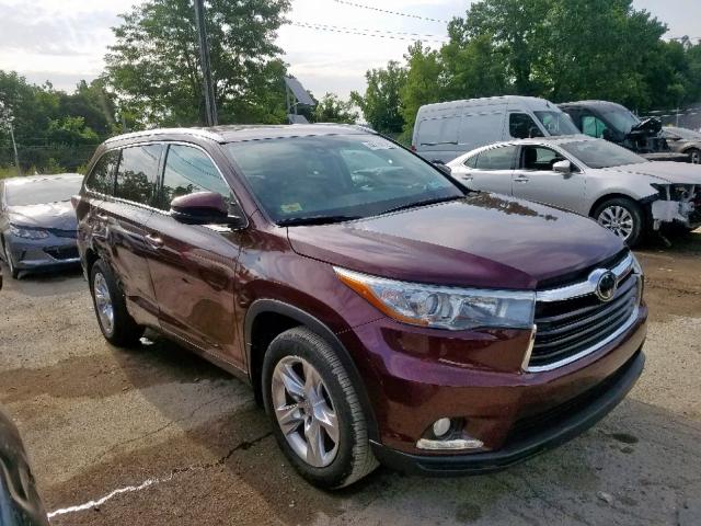 5TDDKRFH6FS125166 - 2015 TOYOTA HIGHLANDER BURGUNDY photo 1