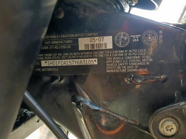 1HD1FC4157Y683105 - 2007 HARLEY-DAVIDSON FLHTCUI WHITE photo 10