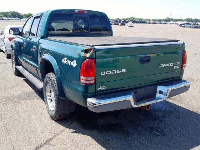 1D7HG48N14S513621 - 2004 DODGE DAKOTA QUA GREEN photo 3