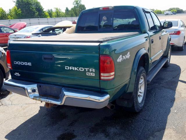 1D7HG48N14S513621 - 2004 DODGE DAKOTA QUA GREEN photo 4