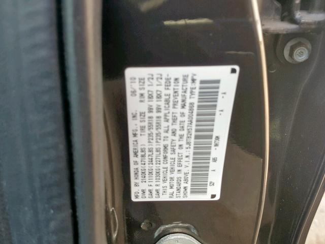 5J8TB2H57AA004868 - 2010 ACURA RDX TECHNO BLACK photo 10