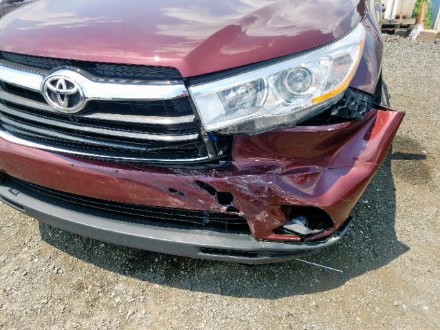 5TDJKRFH4ES031434 - 2014 TOYOTA HIGHLANDER MAROON photo 9