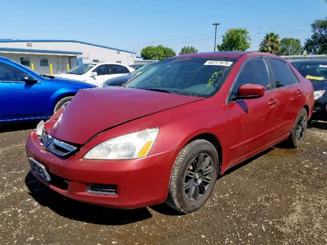 1HGCM56797A145885 - 2007 HONDA ACCORD EX RED photo 2