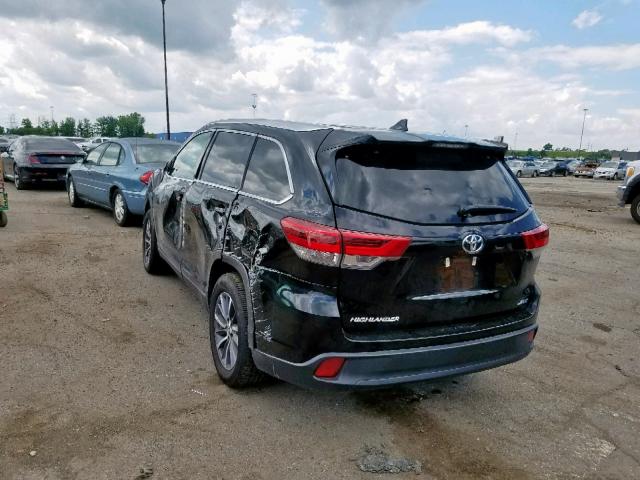 5TDKZRFH8KS560784 - 2019 TOYOTA HIGHLANDER BLACK photo 3