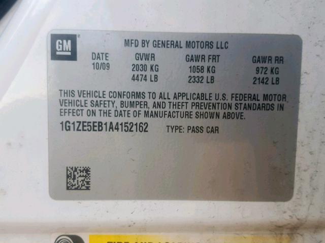 1G1ZE5EB1A4152162 - 2010 CHEVROLET MALIBU LTZ 白色 照片 10