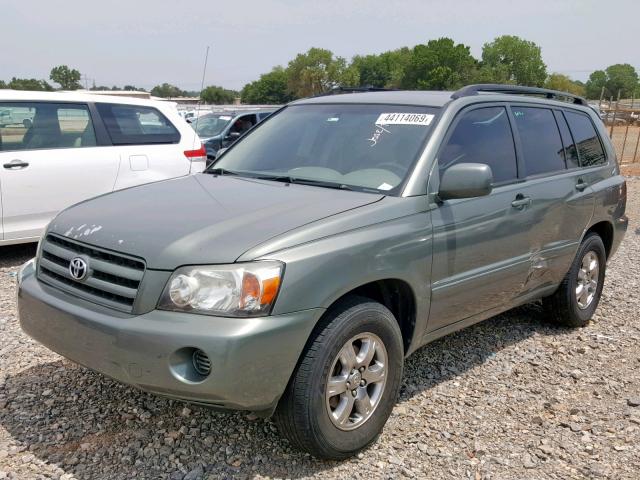 JTEGD21A060134663 - 2006 TOYOTA HIGHLANDER GREEN photo 2