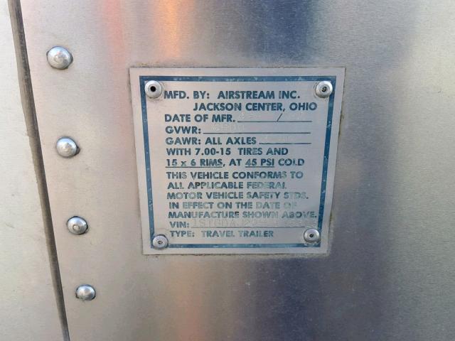 1STGDAJ22HJ505313 - 1987 AIRS TRAVEL TLR 银色 照片 10