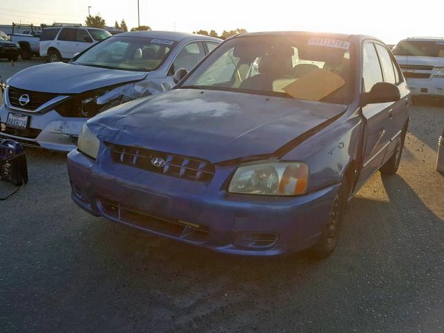 KMHCG45C42U337054 - 2002 HYUNDAI ACCENT GL BLUE photo 2