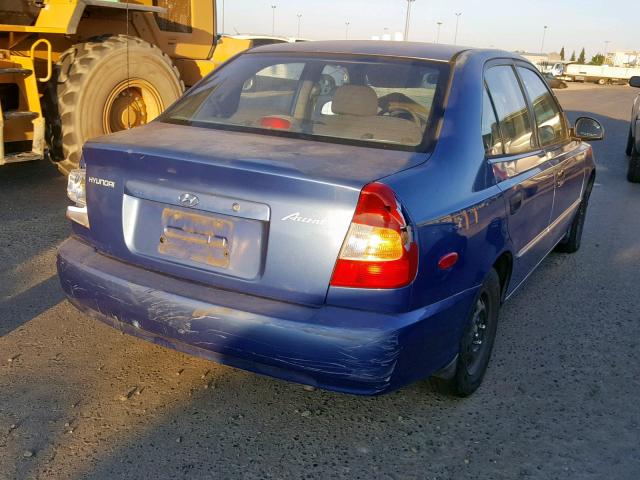 KMHCG45C42U337054 - 2002 HYUNDAI ACCENT GL BLUE photo 4