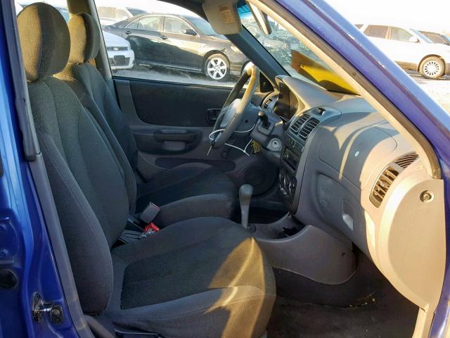 KMHCG45C42U337054 - 2002 HYUNDAI ACCENT GL BLUE photo 5