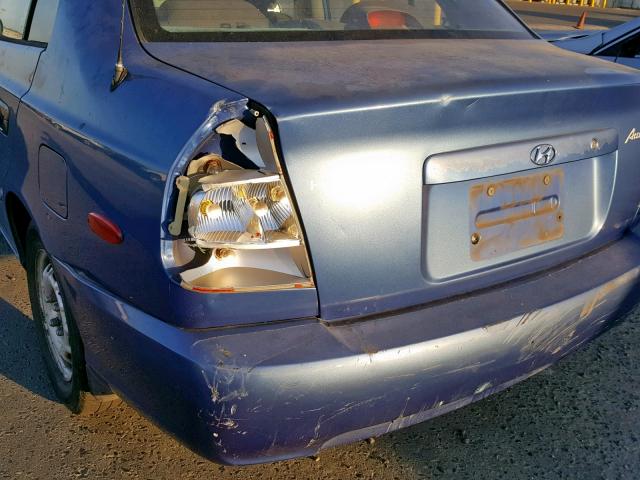 KMHCG45C42U337054 - 2002 HYUNDAI ACCENT GL BLUE photo 9