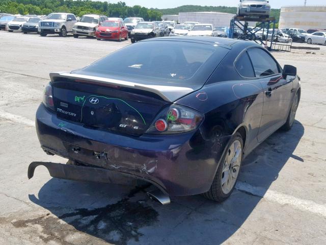 KMHHN66F38U267801 - 2008 HYUNDAI TIBURON GT BLACK photo 4