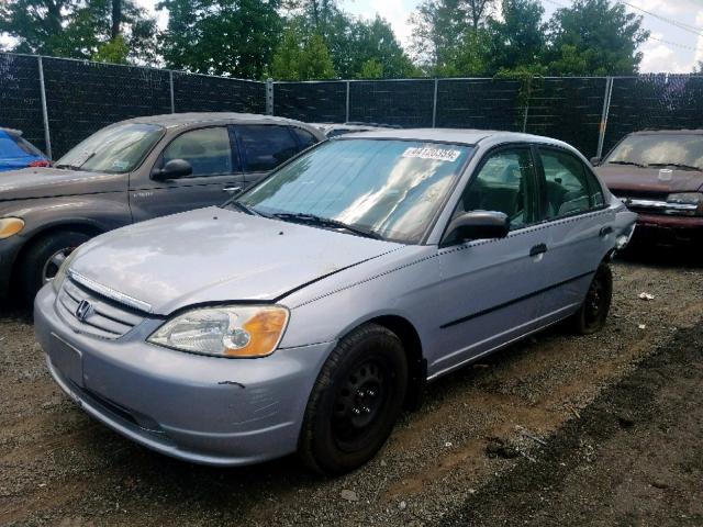 1HGES15291L077578 - 2001 HONDA CIVIC DX SILVER photo 2