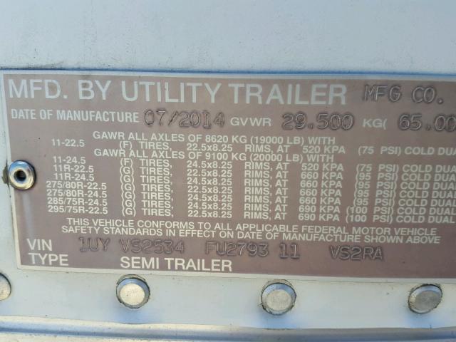 1UYVS2534FU279311 - 2015 UTILITY REEFER 53' WHITE photo 10