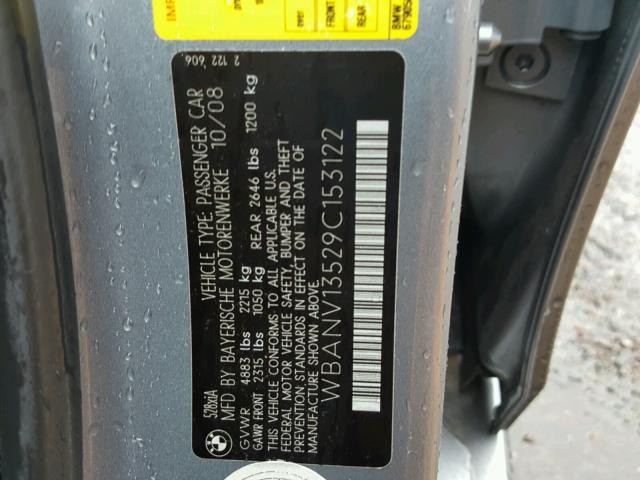 WBANV13529C153122 - 2009 BMW 528 XI GRAY photo 10