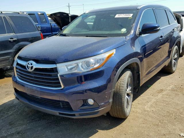 5TDJKRFH8GS236919 - 2016 TOYOTA HIGHLANDER BLUE photo 2