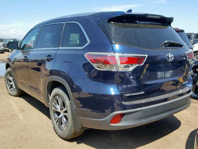 5TDJKRFH8GS236919 - 2016 TOYOTA HIGHLANDER BLUE photo 3