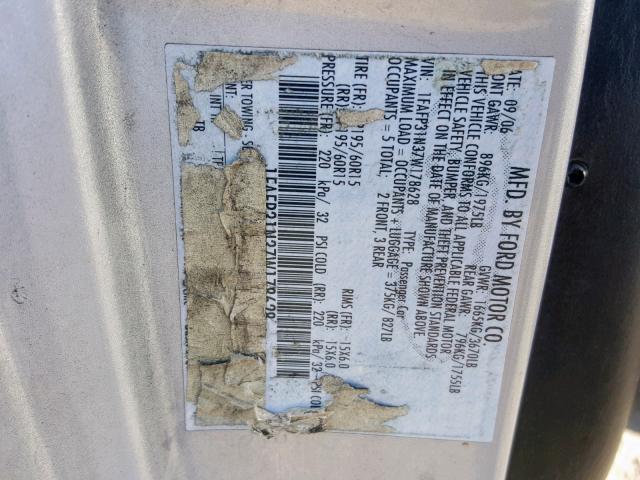 1FAFP31N37W178628 - 2007 FORD FOCUS ZX3 SILVER photo 10