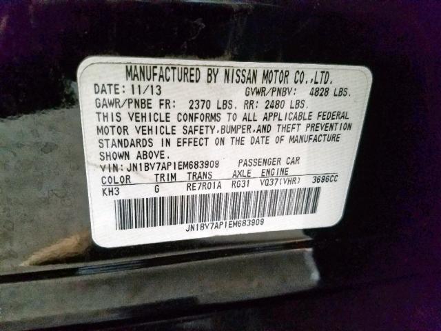 JN1BV7AP1EM683909 - 2014 INFINITI Q50 BASE BLACK photo 10