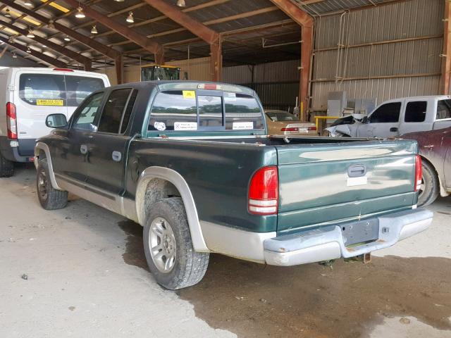 1B7HL48N42S557390 - 2002 DODGE DAKOTA QUA GREEN photo 3