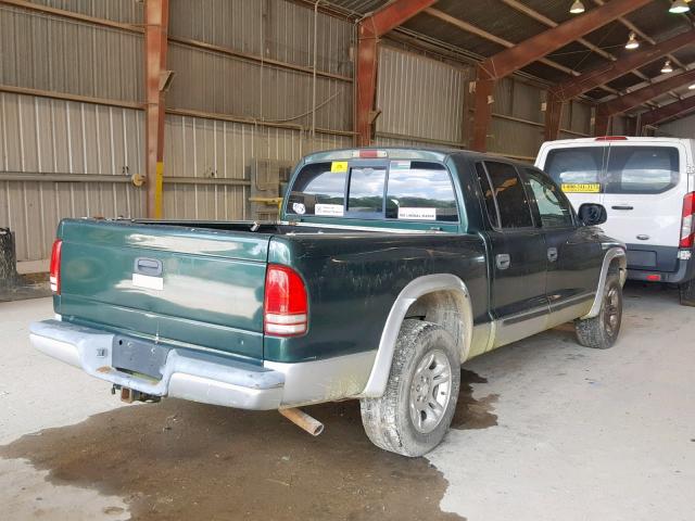 1B7HL48N42S557390 - 2002 DODGE DAKOTA QUA GREEN photo 4