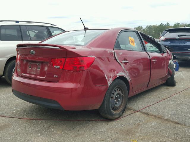 KNAFU4A28A5294416 - 2010 KIA FORTE EX RED photo 4