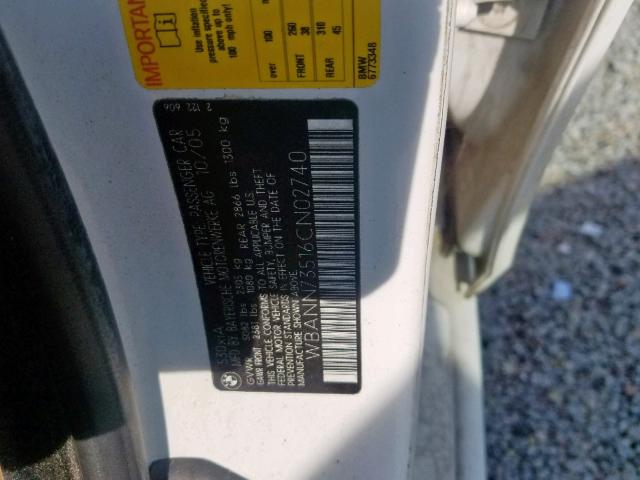 WBANN73516CN02740 - 2006 BMW 530 XIT WHITE photo 10