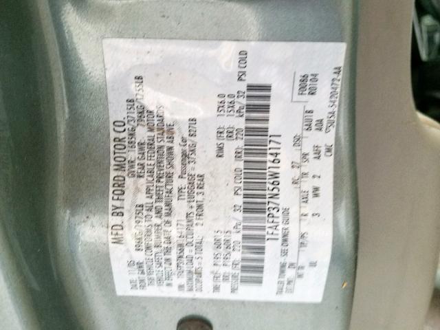 1FAFP37N56W164171 - 2006 FORD FOCUS ZX5 BLUE photo 10