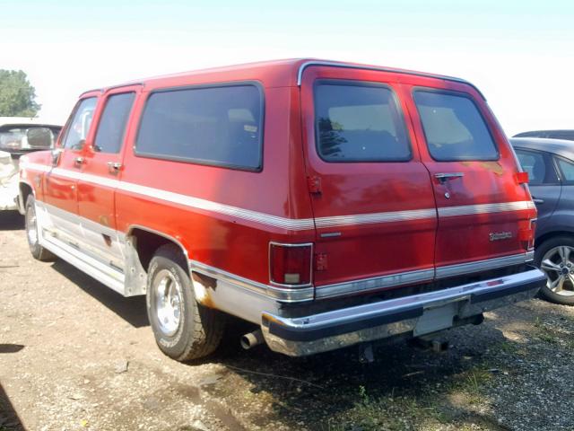 1GNER16K2HF145941 - 1987 CHEVROLET SUBURBAN R RED photo 3