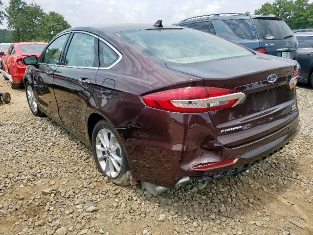 3FA6P0MU6KR137147 - 2019 FORD FUSION SEL BROWN photo 3