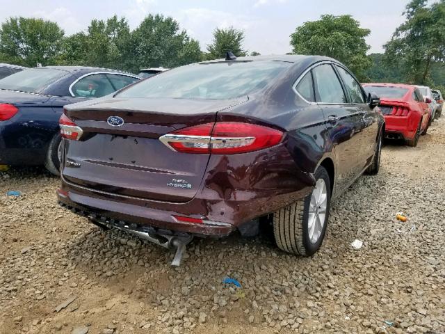 3FA6P0MU6KR137147 - 2019 FORD FUSION SEL BROWN photo 4