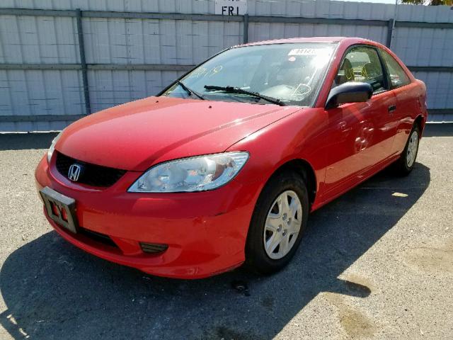 1HGEM21155L066077 - 2005 HONDA CIVIC DX V RED photo 2