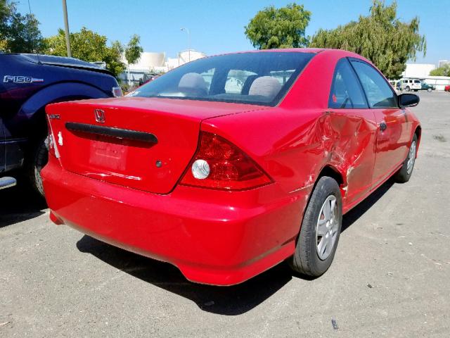 1HGEM21155L066077 - 2005 HONDA CIVIC DX V RED photo 4