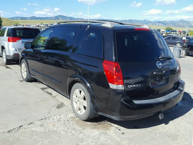 5N1BV28U05N109822 - 2005 NISSAN QUEST S BLACK photo 3