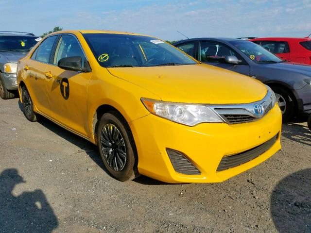 4T1BD1FK3CU019338 - 2012 TOYOTA CAMRY HYBR YELLOW photo 1