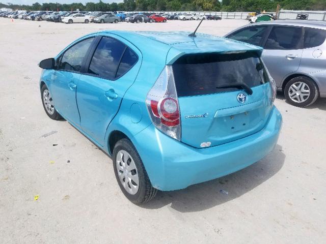 JTDKDTB39E1060852 - 2014 TOYOTA PRIUS C TEAL photo 3