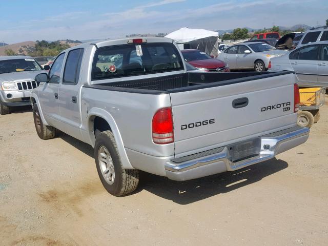 1D7HL48N24S509430 - 2004 DODGE DAKOTA QUA SILVER photo 3