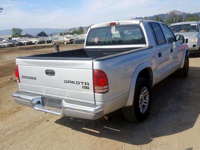 1D7HL48N24S509430 - 2004 DODGE DAKOTA QUA SILVER photo 4