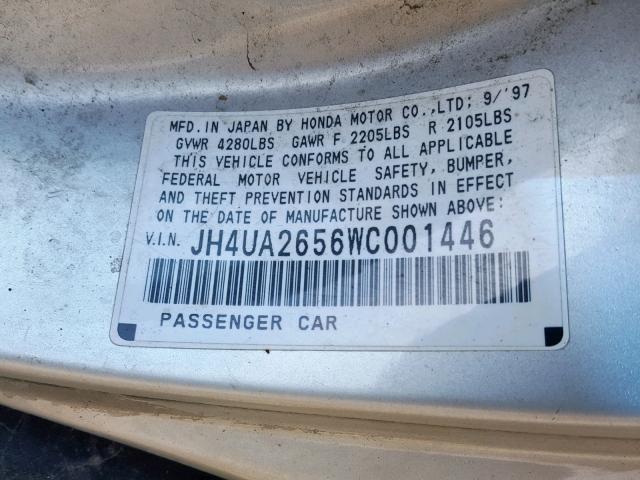 JH4UA2656WC001446 - 1998 ACURA 2.5TL GOLD photo 10