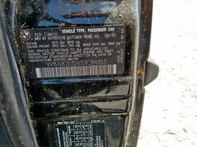 WBABJ5326SJC84263 - 1995 BMW 325 IC BLACK photo 10