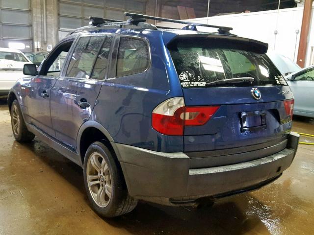 WBXPA93414WA65902 - 2004 BMW X3 3.0I BLUE photo 3