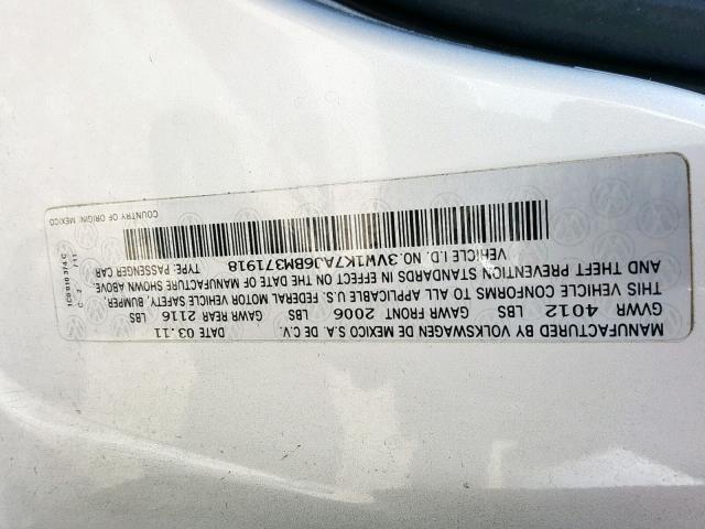 3VW1K7AJ6BM371918 - 2011 VOLKSWAGEN JETTA BASE SILVER photo 10